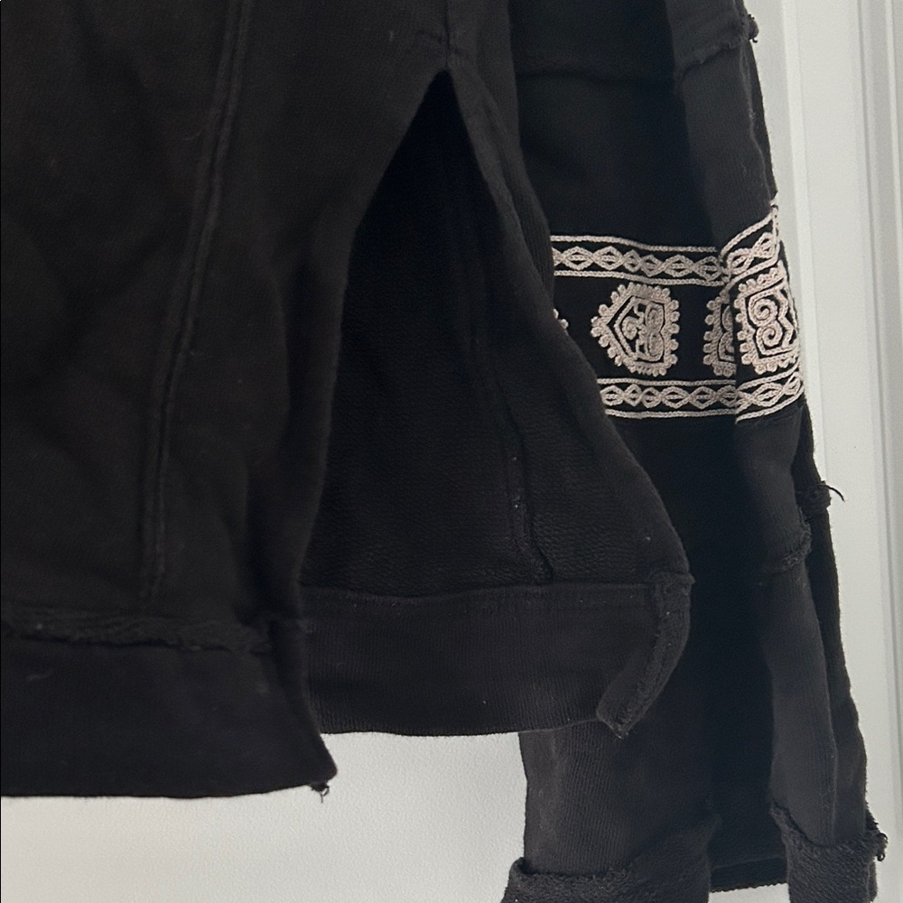 Free People Black Blouse with Cream Embroidery - Picture 2 of 6